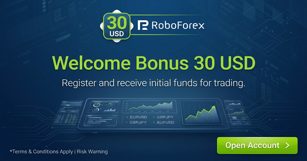 RoboForex $30 Welcome Bonus Account is a simple way